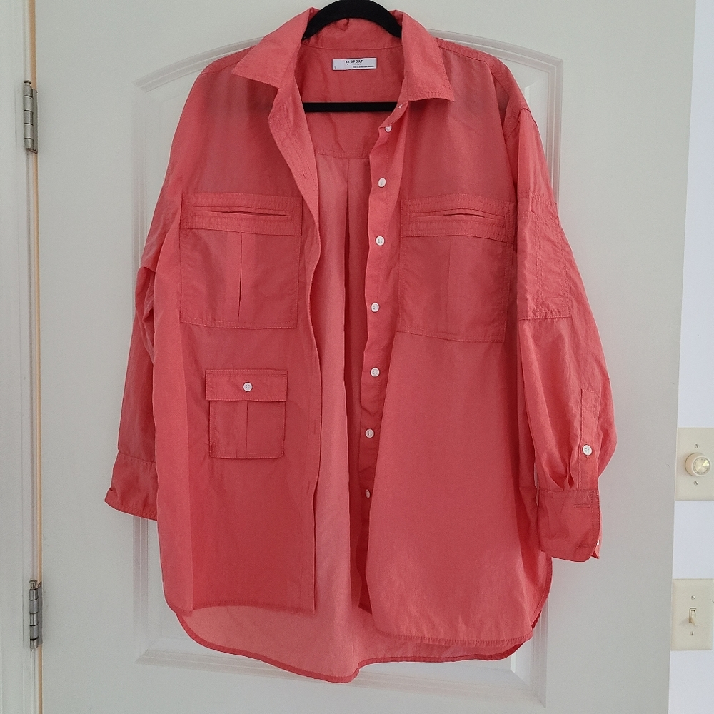 Banana Republic BR Sport Coral Utility Shirt sz L